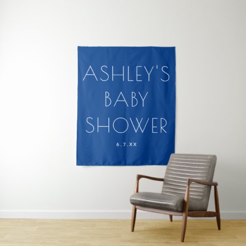 Modern Typography Blue Baby Shower Party Backdrop 