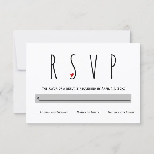 Modern typography blue grey wedding RSVP card