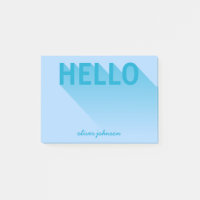 Modern Typography Blue Hello Post-it Notes