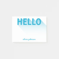 Modern Typography Blue Hello Post-it Notes