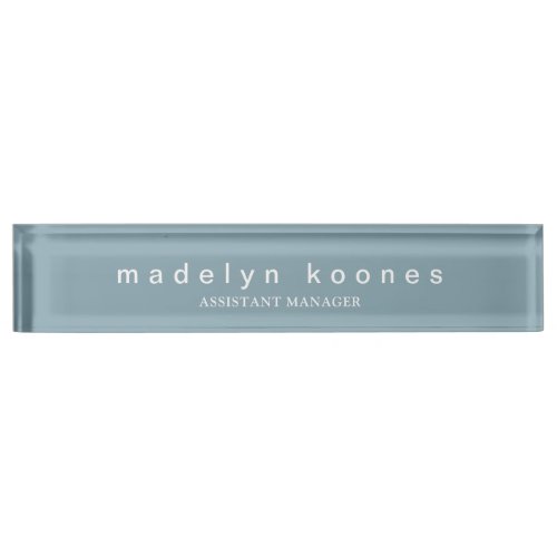 Modern Typography Blue Personalized Desk Name Plate