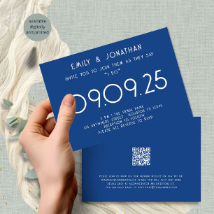 Modern Typography Blue Wedding Invitation