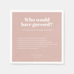 Modern Typography Blush Pink Wedding Fun Facts Napkins