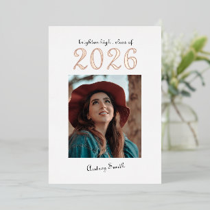 Modern Typography Bold 2026 Photo Graduation Foil Invitation
