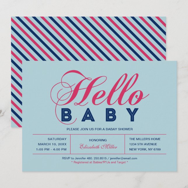 Modern Typography Boy Baby Shower, Sprinkle Invitation (Front/Back)