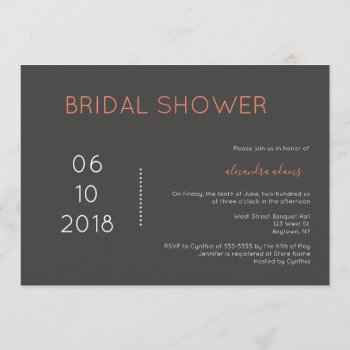 Modern Typography Bridal Shower Invitations by Beanhamster at Zazzle