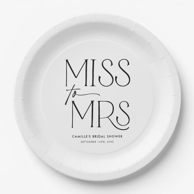 Modern Typography Bridal Shower Paper Plates (Front)