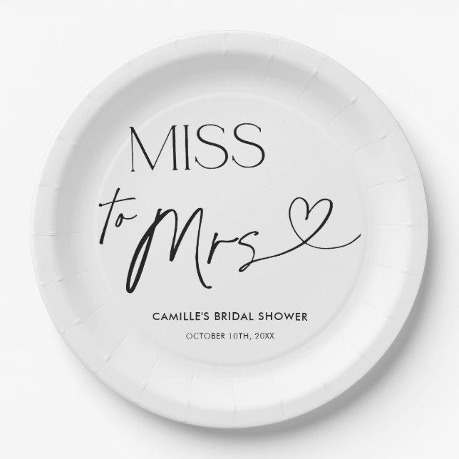 Modern Typography Bridal Shower Paper Plates (Front)