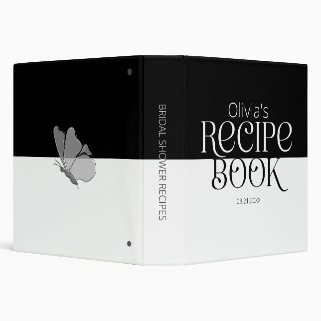 Modern Typography Bridal Shower Recipe Book 3 Ring Binder (Background)
