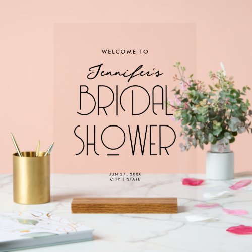 Modern Typography Bridal Shower Welcome Black Acrylic Sign