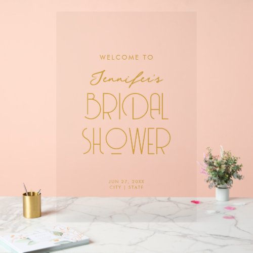 Modern Typography Bridal Shower Welcome Gold Acrylic Sign