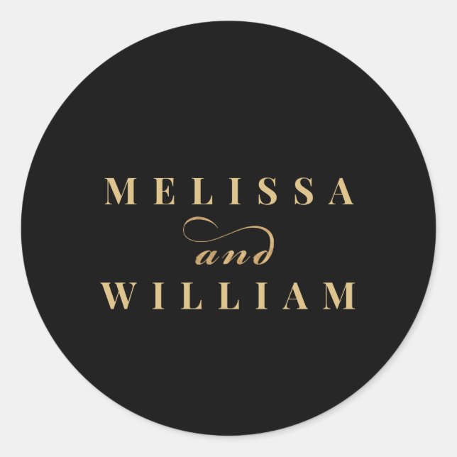 Modern Typography Bride and Groom Sticker Seal (Front)