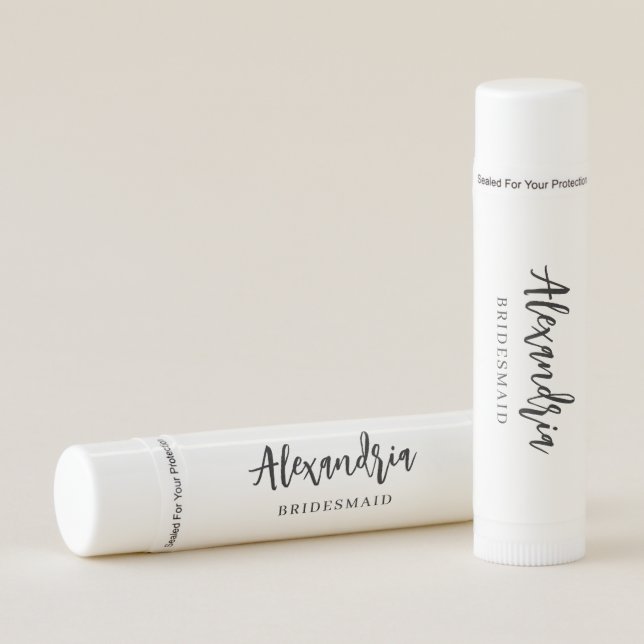 Modern Typography Bridesmaid Gift Custom Lip Balm (Front)