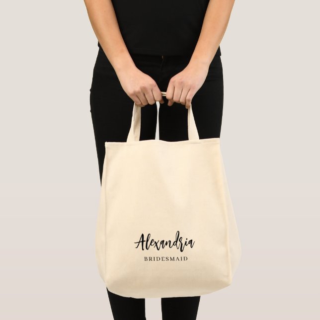 Modern Typography Bridesmaid Gift Personalized Tote Bag (Front (Product))