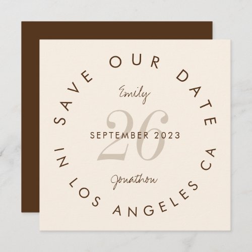 Modern Typography Brown Cream Save The Date