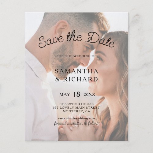 Modern Typography Budget Photo Save The Date Flyer