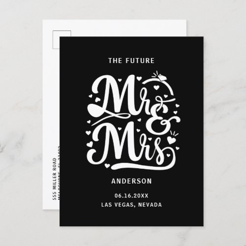 Modern Typography Budget Wedding Announcement Postcard