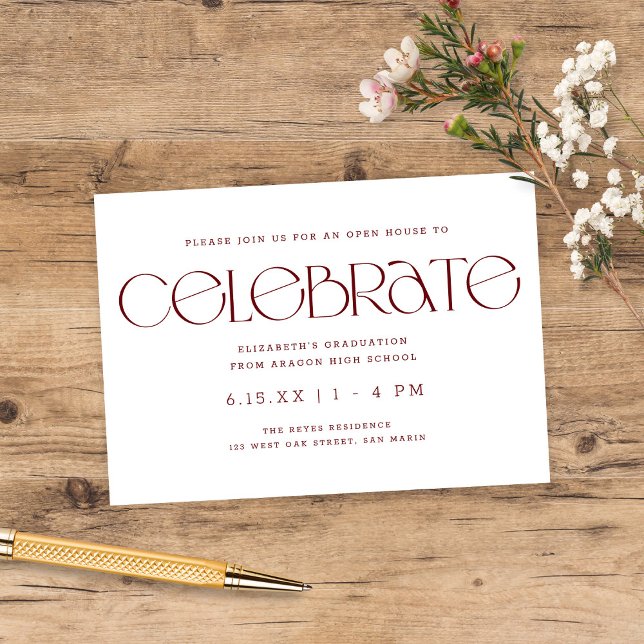 Modern Typography Burgundy Graduation Party Enclosure Card (Creator Uploaded)