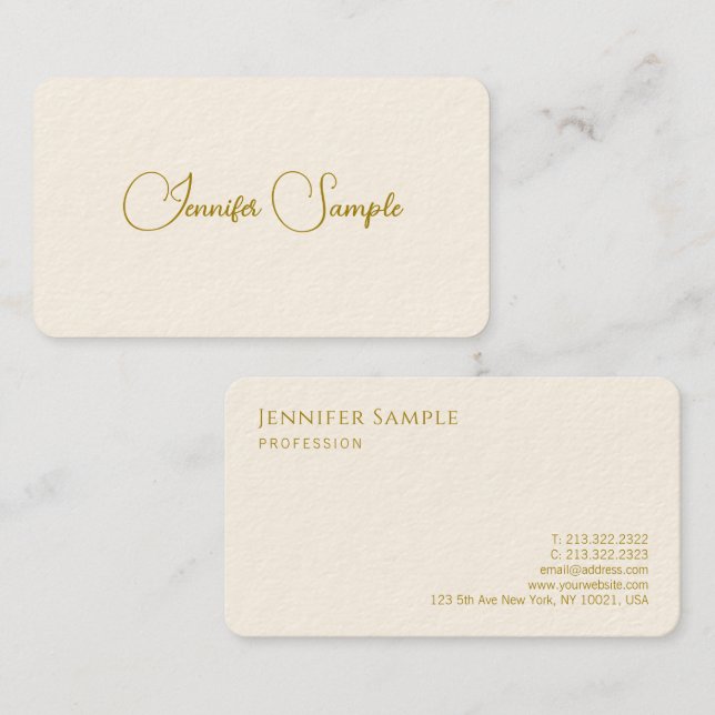 Modern Typography Business Cards Gold Look Text (Front/Back)