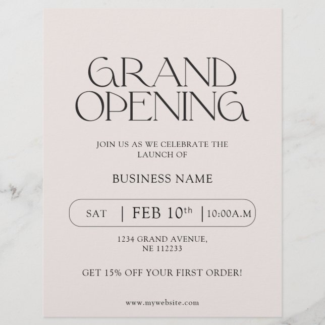 Modern Typography Business Grand Opening  Flyer (Front)