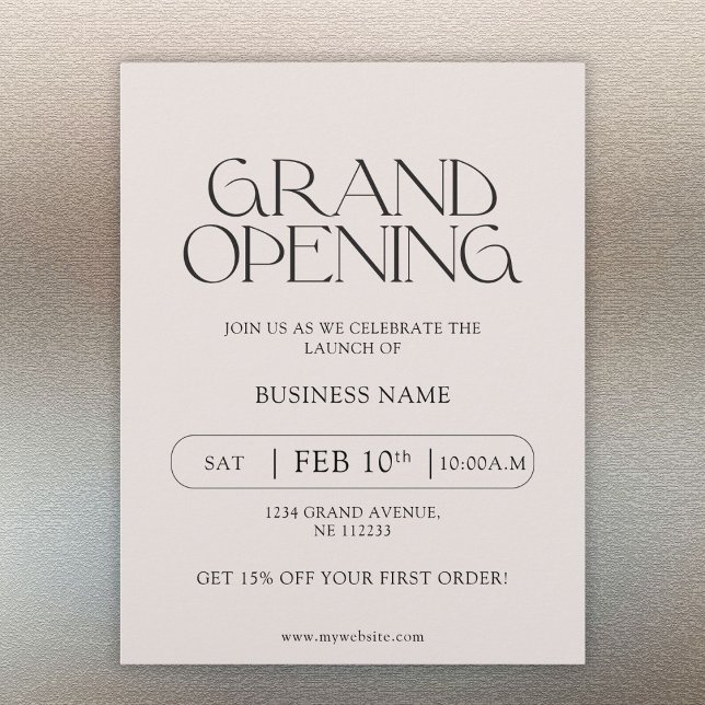 Modern Typography Business Grand Opening  Flyer (modern minimalist personalzied business grand opening flyer)