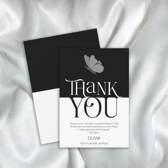 Modern Typography Butterfly BridalShower Thank You Card (Creator Uploaded)