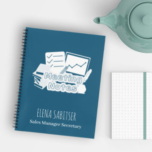 Modern Typography Cadet Blue Meeting Notes Notebook