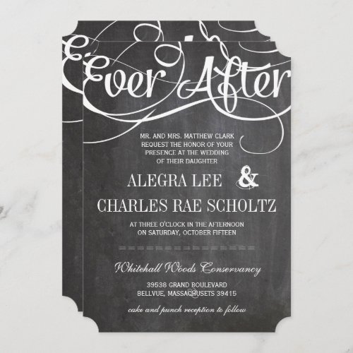 Modern Typography Chalkboard Ever After Chalkboard Invitation