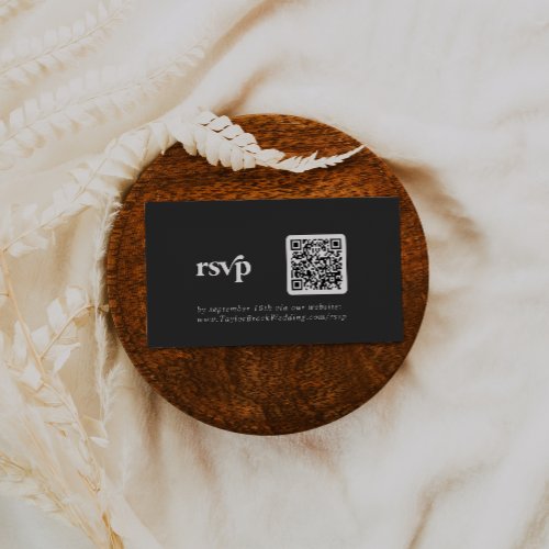 Modern Typography  Charcoal Gray QR code RSVP Enclosure Card