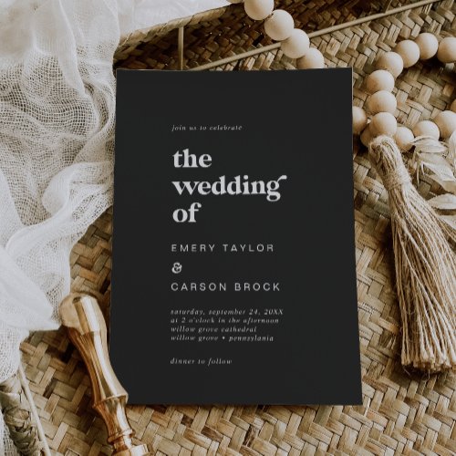 Modern Typography  Charcoal Gray The Wedding Of Invitation