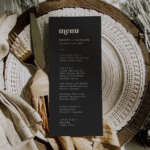 Modern Typography Charcoal Gray Wedding Dinner Menu