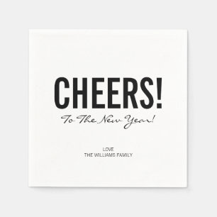 Modern Typography Cheers New Year's Paper Napkins