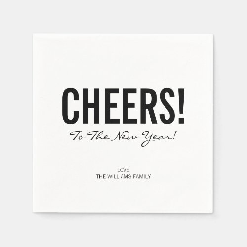 Modern Typography Cheers New Years Paper Napkins