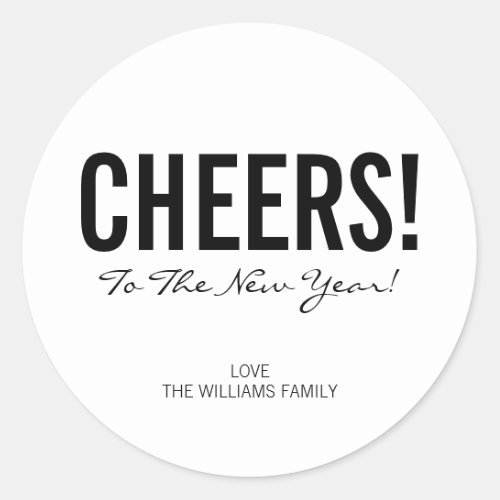 Modern Typography Cheers New Years Stickers
