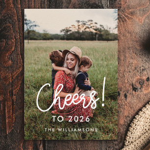 Modern typography Cheers to 2026 New Year's photo Holiday Card