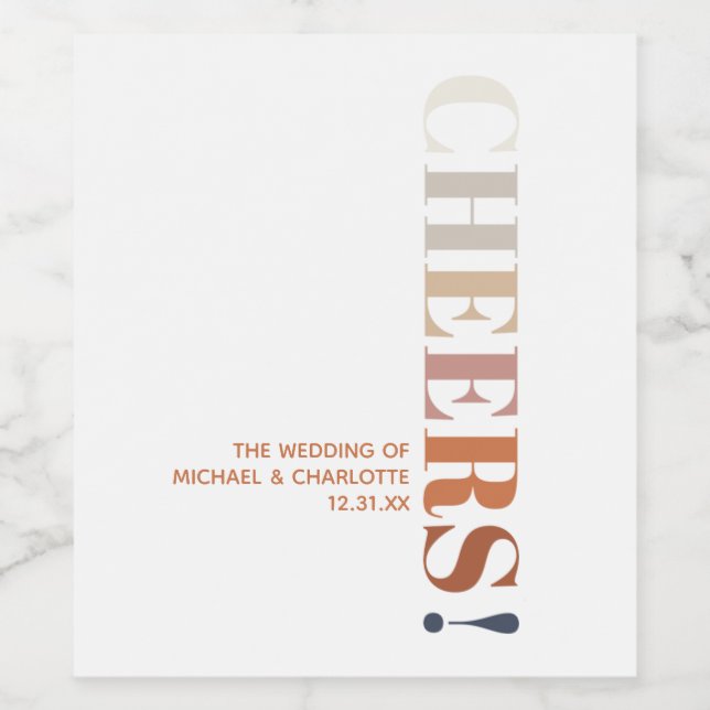 Modern Typography Cheers Wine Label (Single Label)