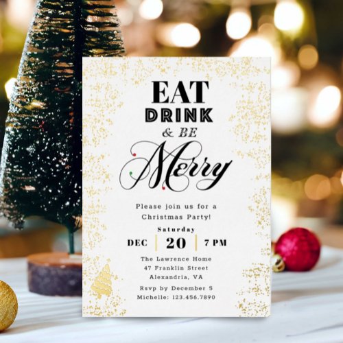 Modern Typography Christmas Party Foil Invitation