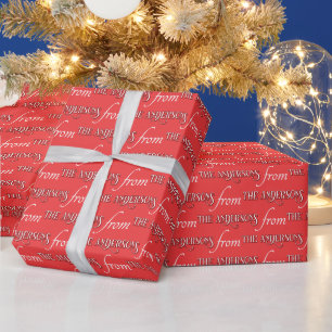 Modern Typography Christmas Pattern Custom Family Wrapping Paper