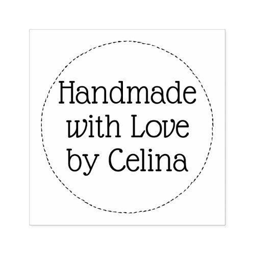 Modern Typography Circle Handmade with Love  Rubber Stamp