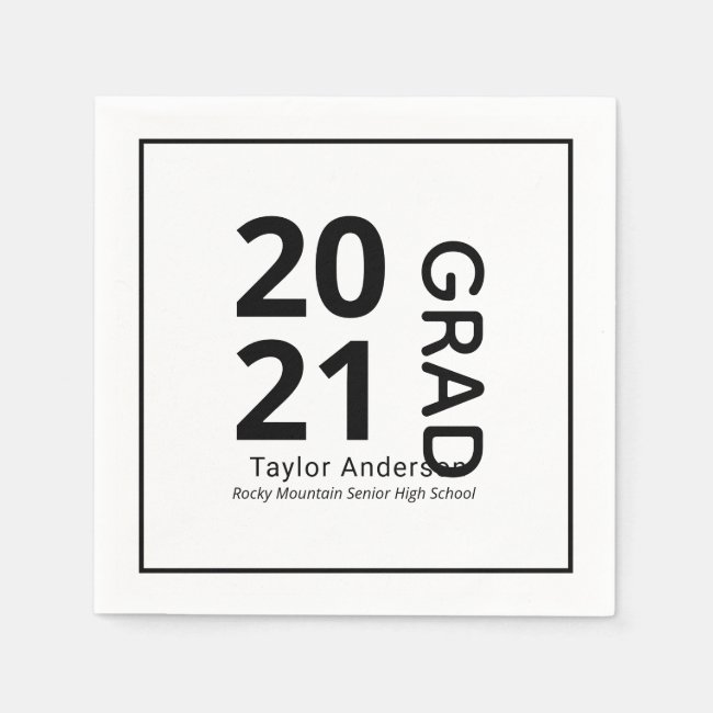 Modern Typography Class Year Graduation with Name Napkins