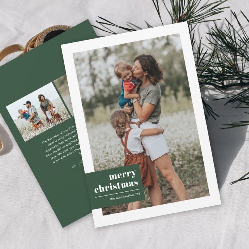 Modern Typography Color Block Photo Christmas Holiday Card