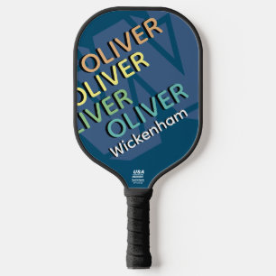 Modern Typography Color Name Cool Pickleball Paddle