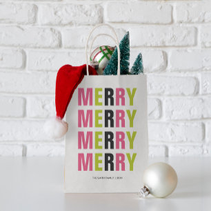 Modern Typography Colorful "Merry" Christmas Small Gift Bag
