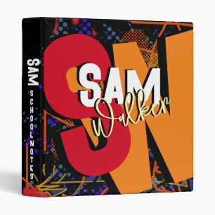 Modern Typography Colorful Name & Initials 3 Ring Binder