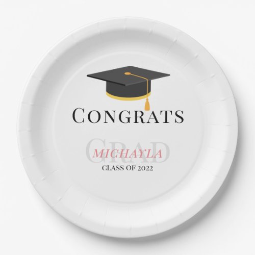 Modern Typography Congrats Grad Class of 2022  Paper Plates