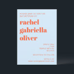 Modern Typography Cool Blue Orange Bat Mitzvah Invitation<br><div class="desc">Modern Typography Cool Blue Orange Bat Mitzvah Invitation</div>