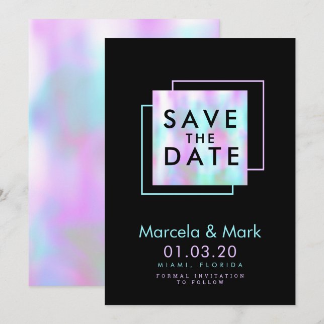 Modern Typography Cotton Candy Save The Dates Card (Front/Back)