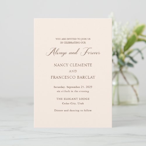 Modern Typography Cream Elegant Wedding Invitation