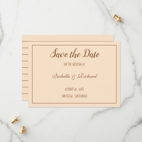 Modern Typography Cream Flat Save The Date Card