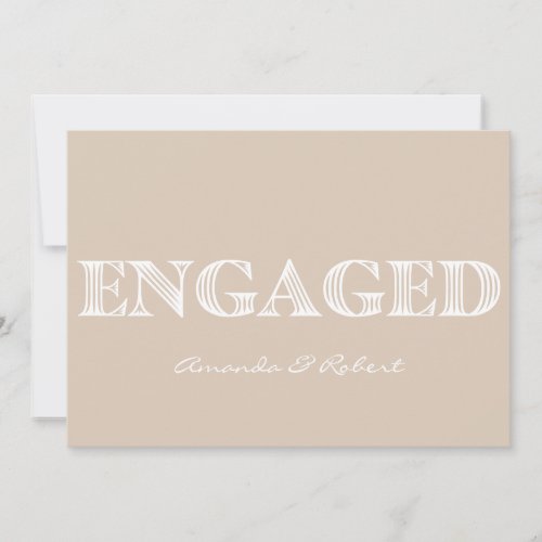 Modern Typography Cream White Photo Engagement Announcement